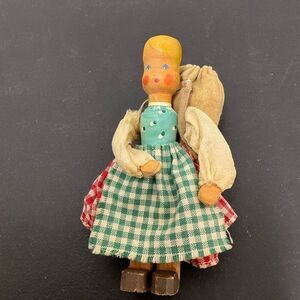 Vintage Handmade 4.5" Paper Mache Baby Doll With Clothing Amish?